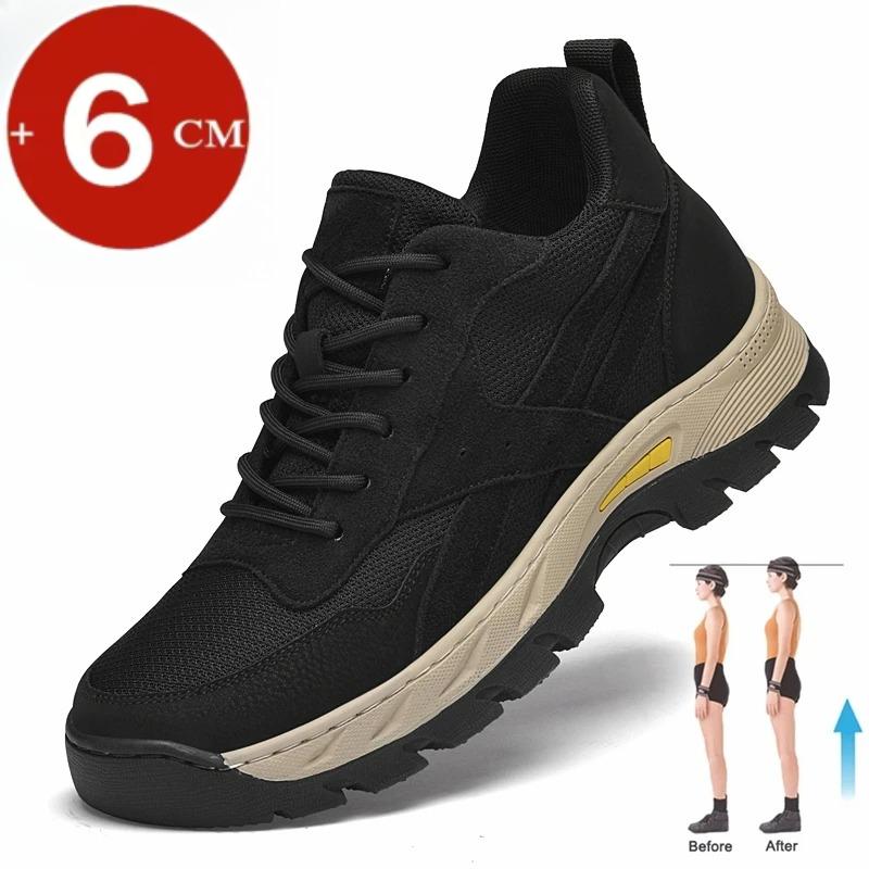 Herren Atmungsaktives Echtleder Mesh Unsichtbare Höhenerhöhende Schuhe, Freizeitsportschuhe, Outdoor-Sportarten Höhenerhöhende Schuhe