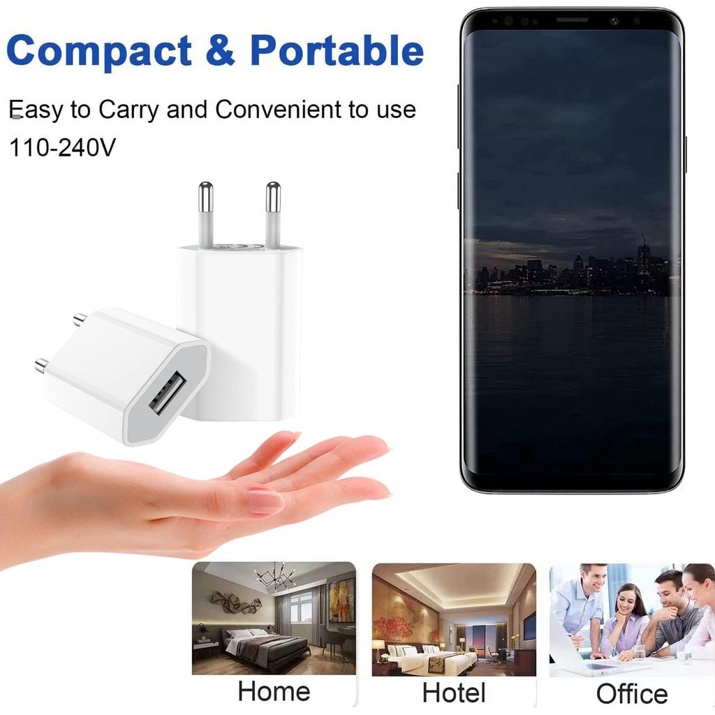 1-5 Stück Universelles EU-Stecker Reise Mini-USB-Wandladegerät 5V/1A Netzteil Handyladung für Samsung iPhone Xiaomi Huawei