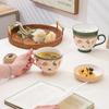 Camellia Large Capacity Ceramic Breakfast Milk Oat Cup Pastoral Style with Dim Sum Ceramic Coffee Mark Cup