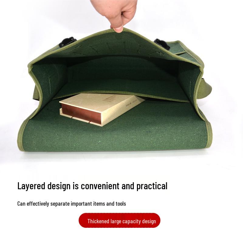 Thickened Canvas Toolkit: Wear-Resistant Carpentry, Tiling & Plumbing Messenger Bag with Multiple Pockets for Electricians.