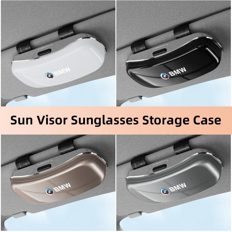 SQKR7 Car Eyewear Case Box Sunglasses Holder Sun Visor Storage Protective Frame Box Glasses Clip For BMW M Performance E46 E90 E60
