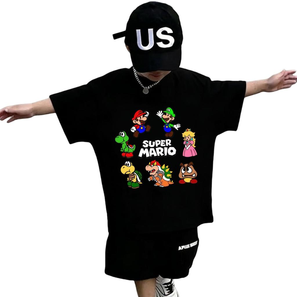 180g Pure Cotton Super Mario Cartoon Short Sleeve Children's T-shirt