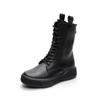 Large Women's British Style 2024 Autumn and Winter New Flat Bottom Retro Medium Sleeve Women's Single Boot Lace Up Back Zipper