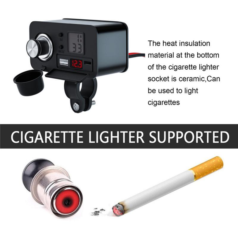 Motorcycle Charging Usb Mobile Phone Charger 12V Waterproof Pd Fast Charging Car Cigarette Lighter With Switch Actual Voltage Graph Check