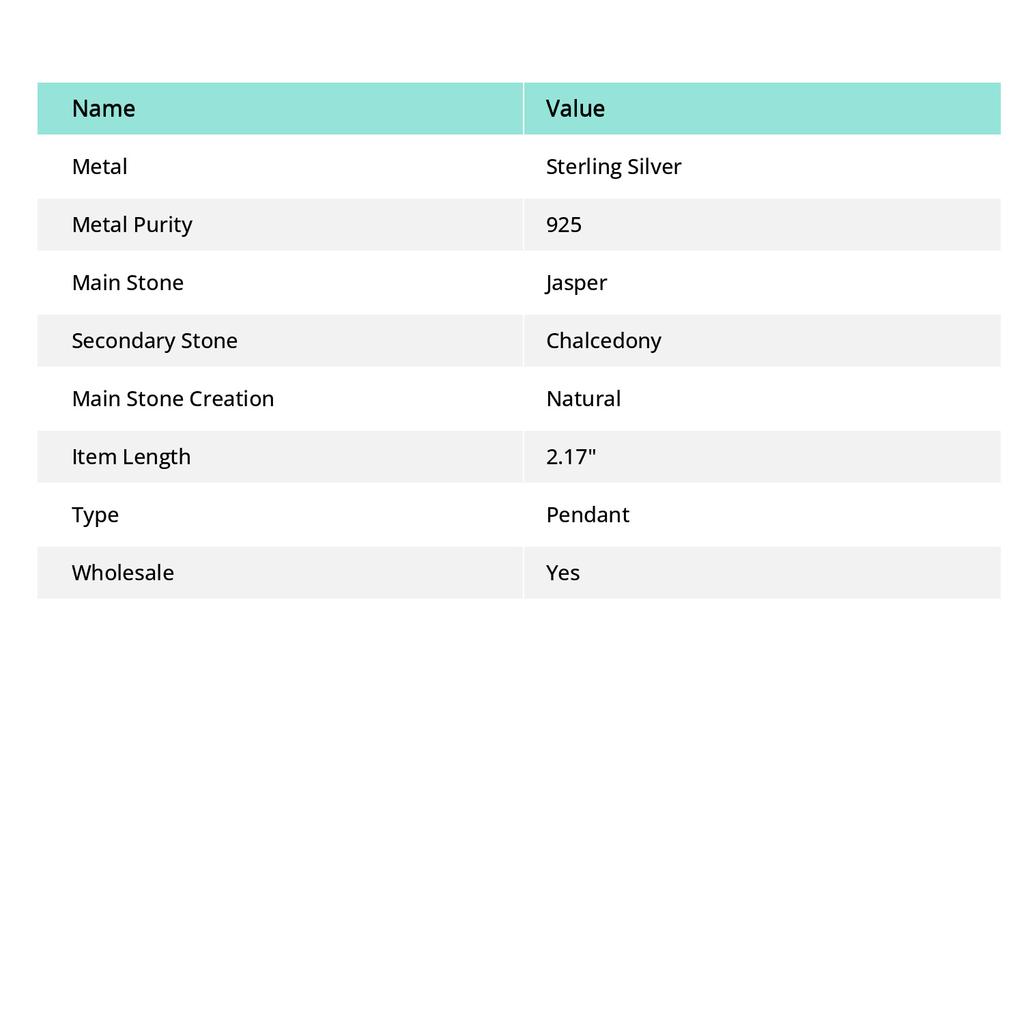 Natürlicher Dalmatiner-Jaspis, Chalcedon 925 Sterling Silber Anhänger 2,17" j1R58
