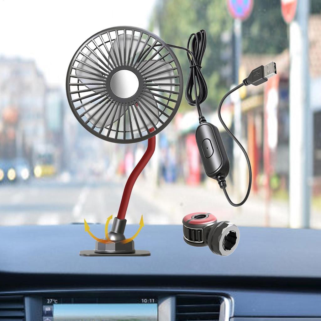 Portable Car Fan 3 Speeds Adjustable Car Fan For Driver Powerful USB Cooler Gadgets Enhance Air Circulation For Truck Golf Cart
