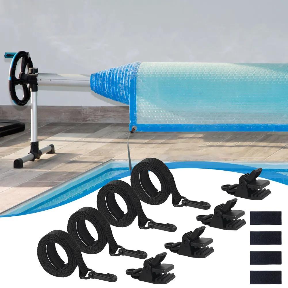 Swimming Pools Solar Cover Reel Straps Blanket Cover Reels Straps Clips Solar Cover Roller Attachment Fastener for Inground Pool