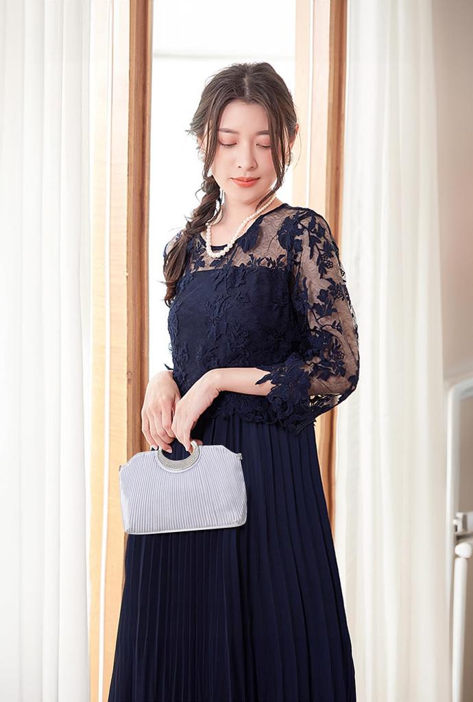 SUNSPOT Party Bag, Large Clutch Bag, Wedding Bag, Large Handbag, Women's, 3-Way (Silver H)
