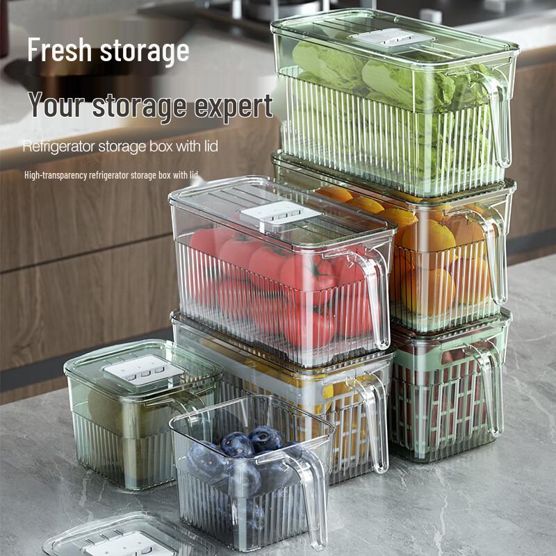 

Refrigerator Storage Container with Timer and Drain Basket Medium