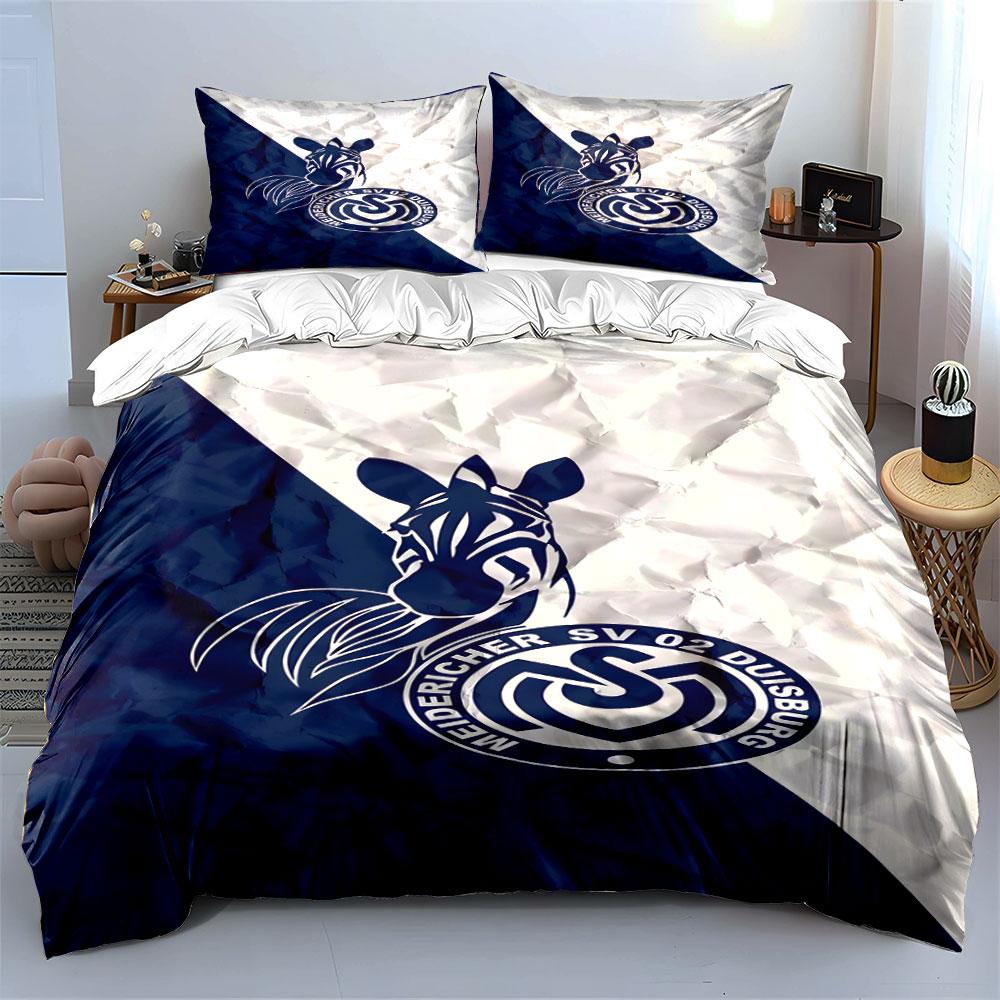 "Zebra Design with MSV Duisburg Logo" Print Bedding Set Duvet Cover Pillowcases (1* Duvet Cover 2* Pillowcases Do Not Include Comforter)
