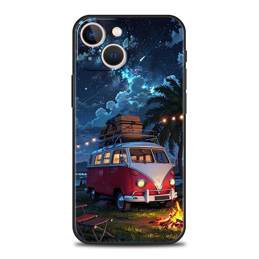 

Phone Case For iPhone 17 16e 15 14 13 12 11 Pro Max SE 7 8 Plus Shell iPhone 16 Soft TPU Cover Combi Van Car Outdoor Camping iPhone 17 Pro