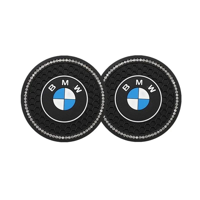 2025 2Pcs Leather Coaster Anti-noise Water Cup Pad Cushion For BMW E46 E90 G30 F30 F10 X2 X3 X4 X5 X6 X7 E28 F20 E60 E70 E39