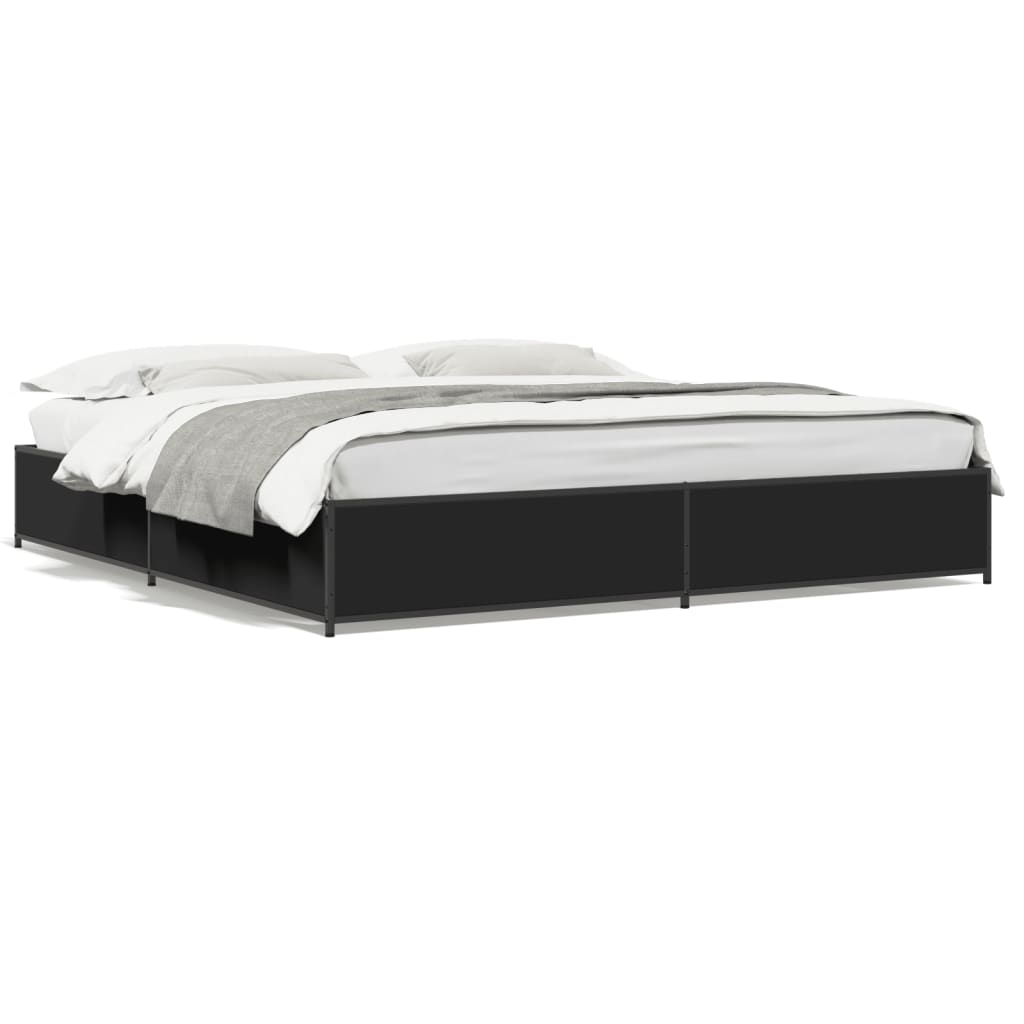 Bed Frame Black 160 x 200 cm Particleboard and Metal