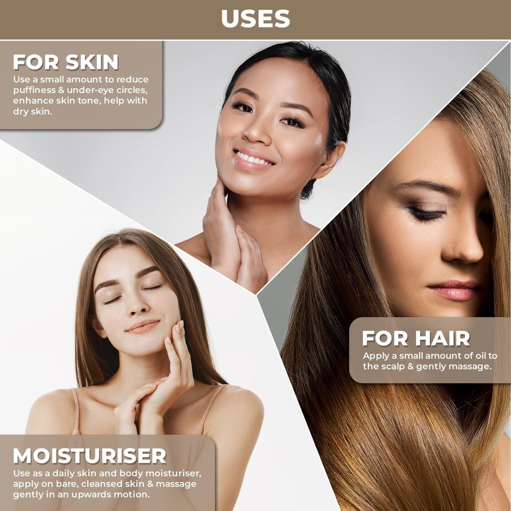 Plant Based Sweet Almond Oil for Skin, Hair, Nails & Body - Organic Cold Pressed Badam Oil - Ideal for Glowing Skin, Hai