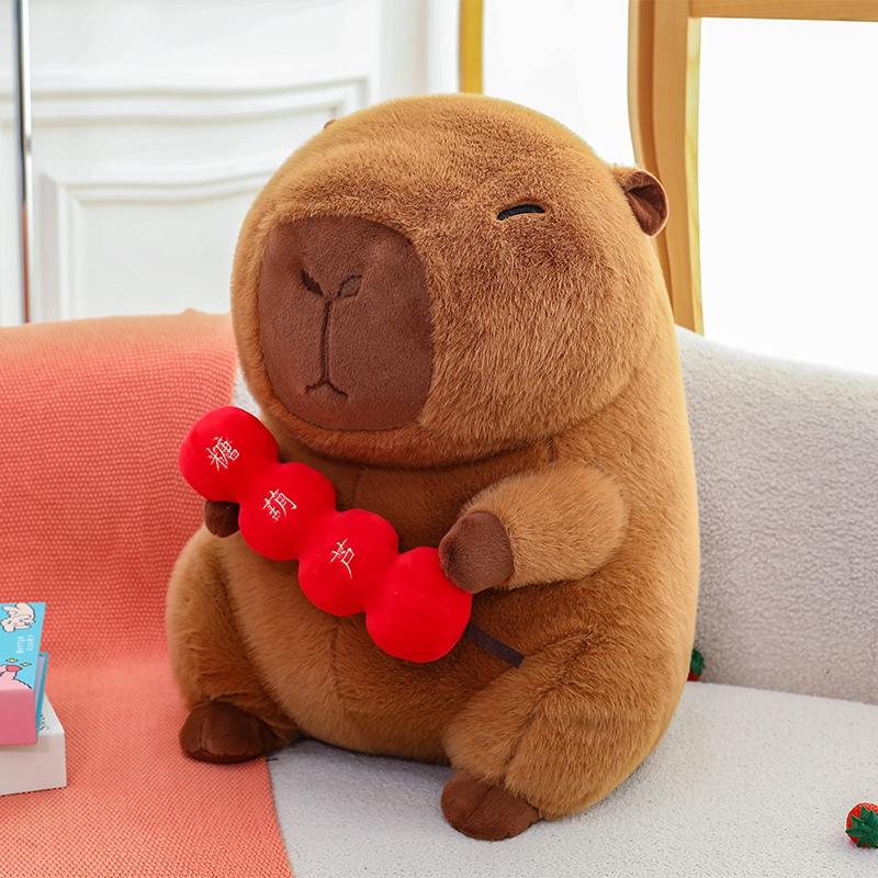 New 28~50cm Brown Persimmon Capybara Doll Plush Toy Stuffed Cartoon Animal Holding Plushie Appeasing Birthday Gift for Girls