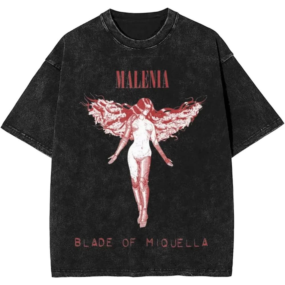 Elden Ring Malenia Klinge von Miquella Krieger Grafik Vintage Gewaschen Used Oversized Kurzarm Lässig Gaming Streetwear T-Shirt S gray