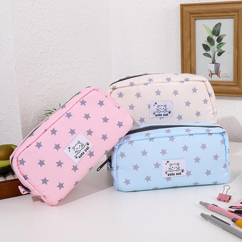 Style Star Cat Pencil Case With Large Capacity For Students And Office Use