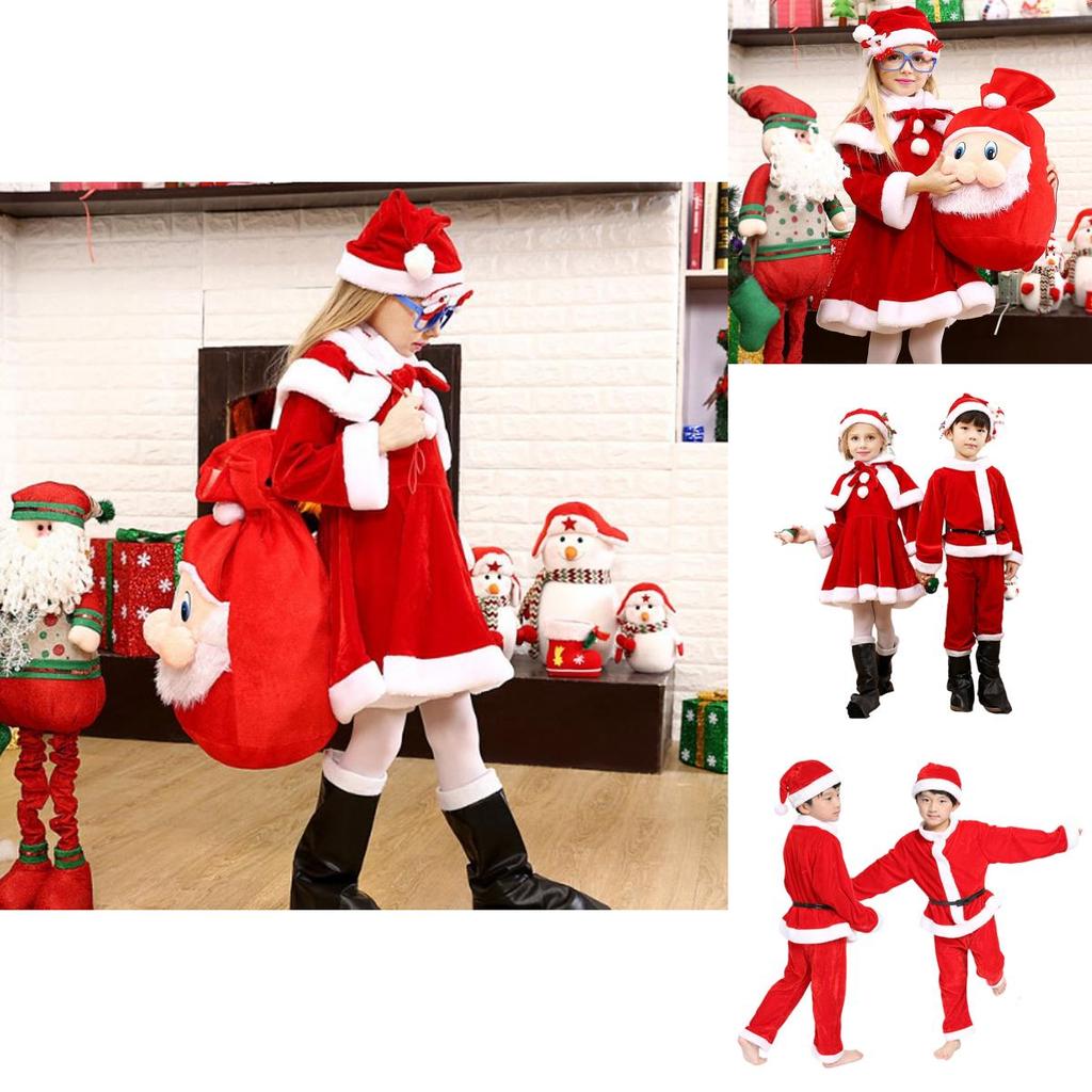 Kids Xmas Outfit Boys Girls Santa Claus Cosplay Costume Christmas Clothes