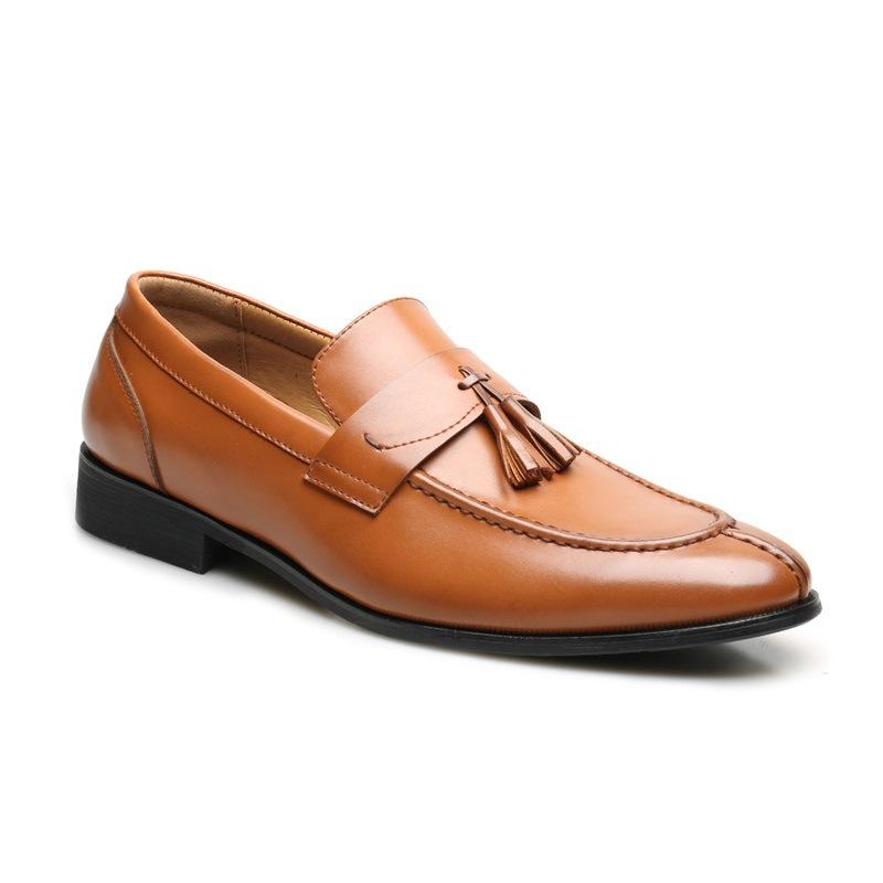 

[Order can be processed] New fringed leather shoes men s casual loafers solid color one-pedal Doudou shoes 45 жовтий