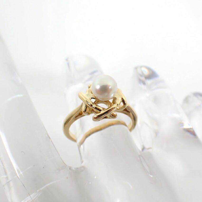 [Pre-owned] TIFFANY / Tiffany / 750YG / Akoya Pearl / Signature Ring / Size 6 / j53-2