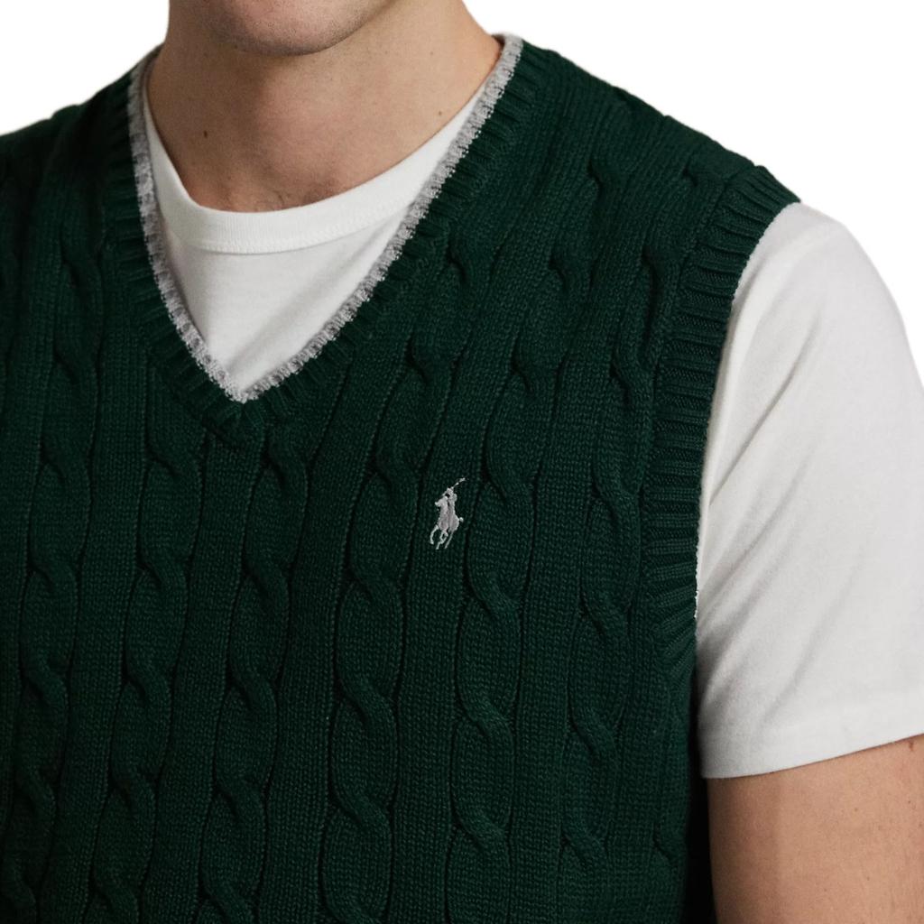 Polo Ralph Lauren Cable Knit Cotton Sleeveless Vest Men Tops Green 710970288-002