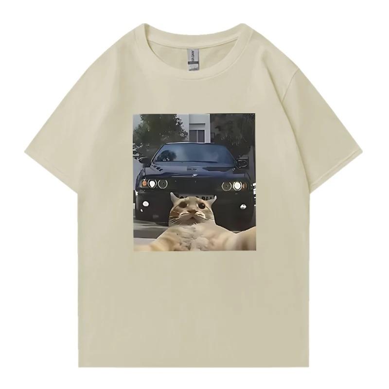 

Fashion Cute Lovely Cat Selfie Meme Unisex Cotton Loose TShirt Summer Cotton Short Sleeve Y2K Top For WOMEN And Unisex TShirt 4XL
