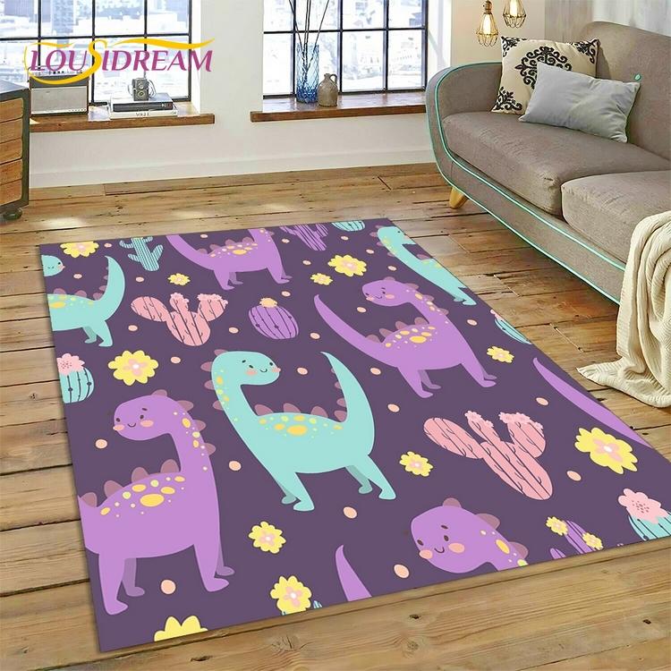 3D Cute Dino Cartoon Dinosaur Space Carpet Rug for Bedroom Living Room Home Sofa Decoration,Children Game Large Decor Floor Mat
