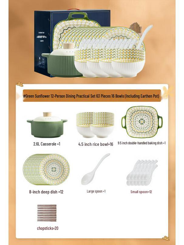 Mode Lanka Green Mallow Ceramic Dinnerware Set