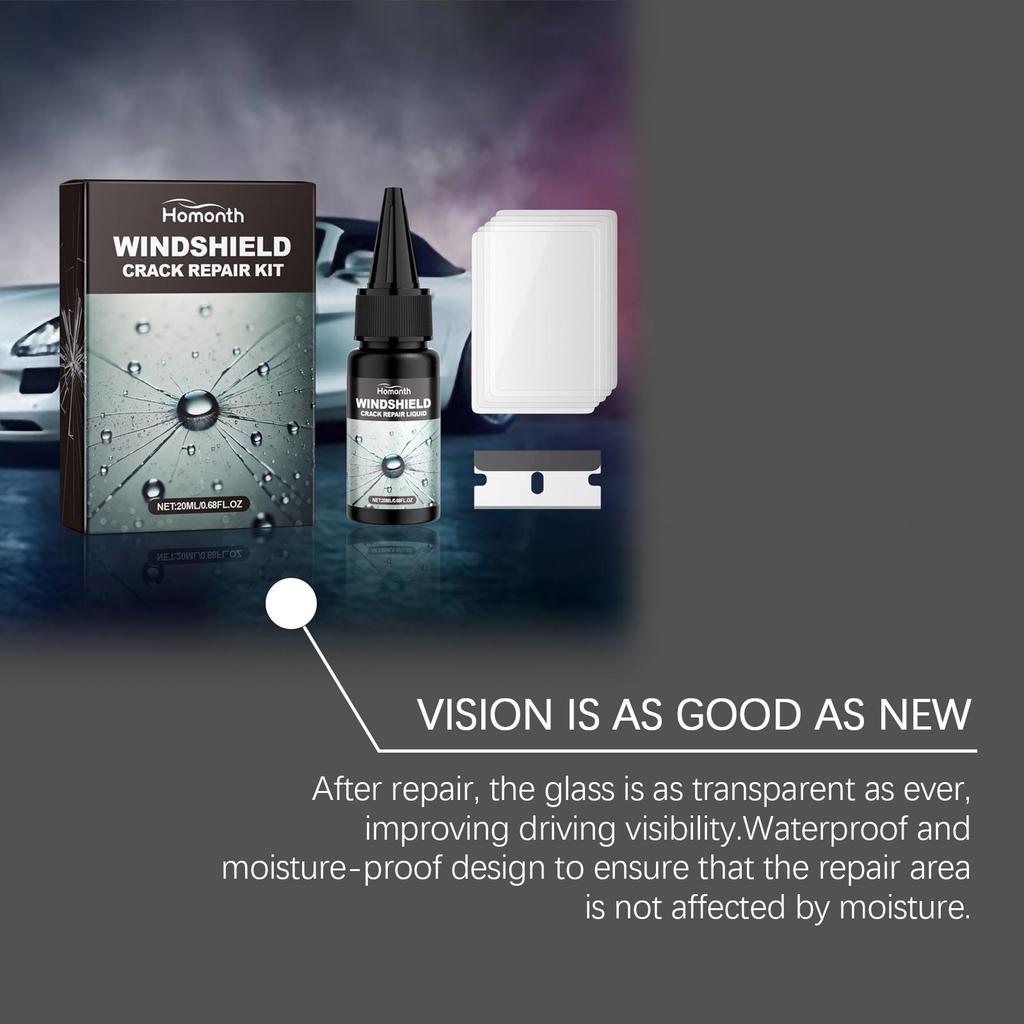 20ml Windshield Crack Repair Kit Auto Front Windshield Nano Repair Fluid Kit Quick Repair Cracks Clear Vision