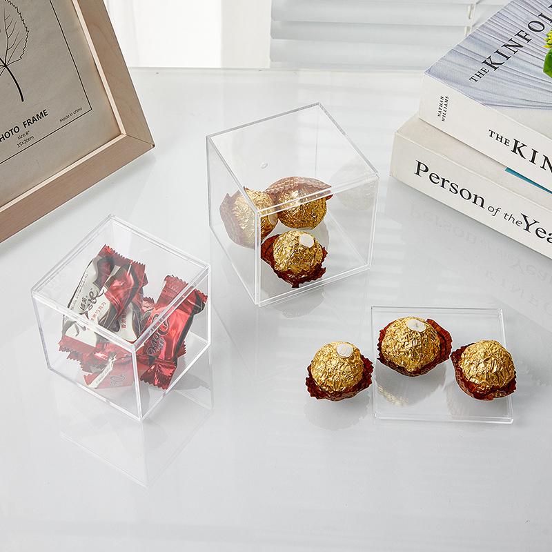Doboz Ékszerdobozok Akril Kocka Esküvői Ajándék Négyzet alakú Tároló Átlátszó Ajándékdoboz Fedéllel