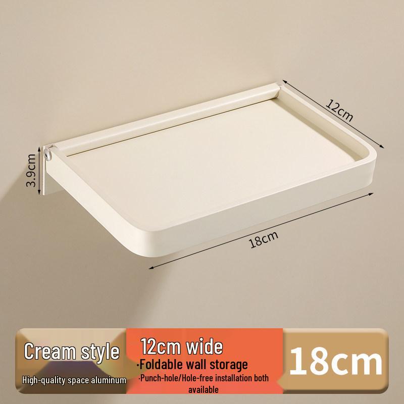 Cream White Wall-Mounted Aluminum Spice Rack with Hooks, No Drilling Needed