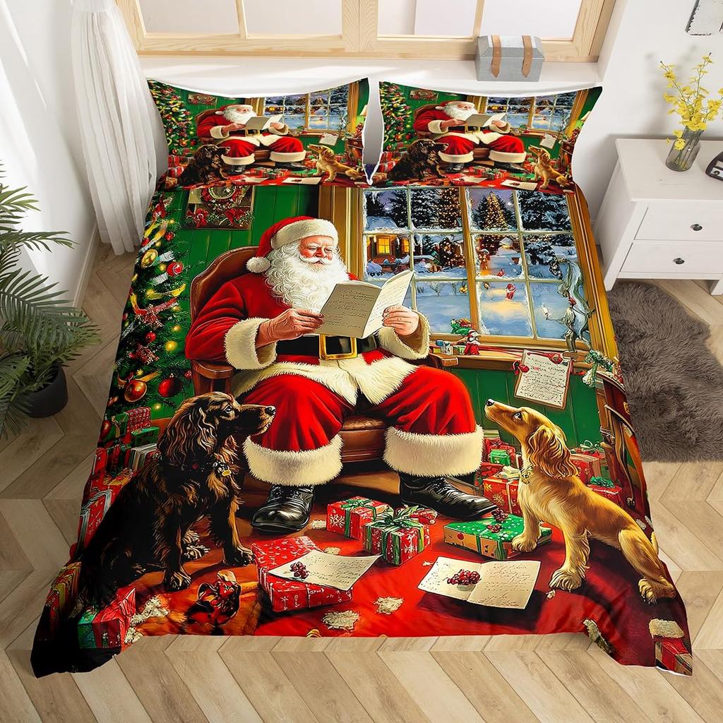 Comforter Merry Christmas Twin King Santa Claus Bedding Set Christmas Tree Winter Theme Comforter Happy New Year Bedding