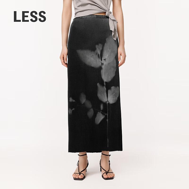 LESS 2024 Summer Floral Print Midi Skirt S