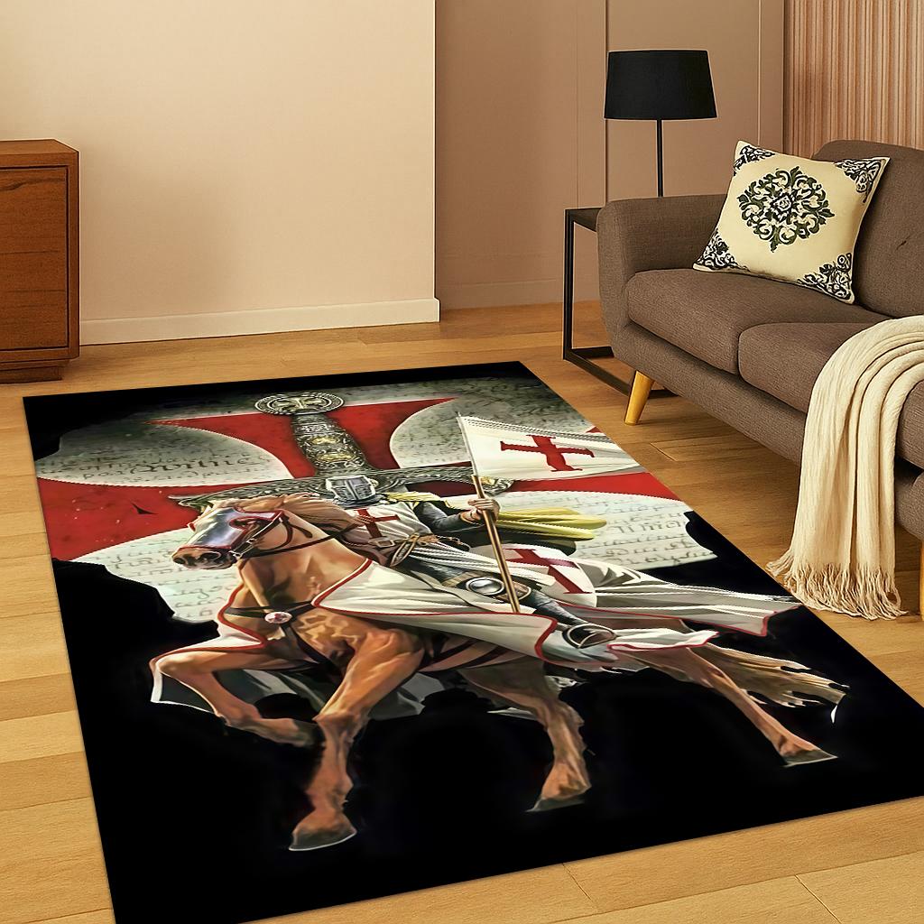 Crusaders Templar Black Knight Carpet Rug Mat for Home Bedroom Living Room Sofa Doormat Kitchen Decor,Kid Play Non-slip Area Rug