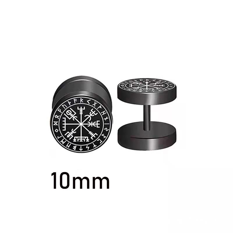 1 Pair Gothic Viking Rune Stud Earrings For Women/Men Stainless Steel Cubic Zirconia Rock Punk Piercing Jewelry