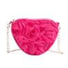 PU Leather Women Heart-shaped Crossbody Bag Large Capacity Lightweight Crossbody Bag Tote Bag Zipper Rose-shaped Chain Bag