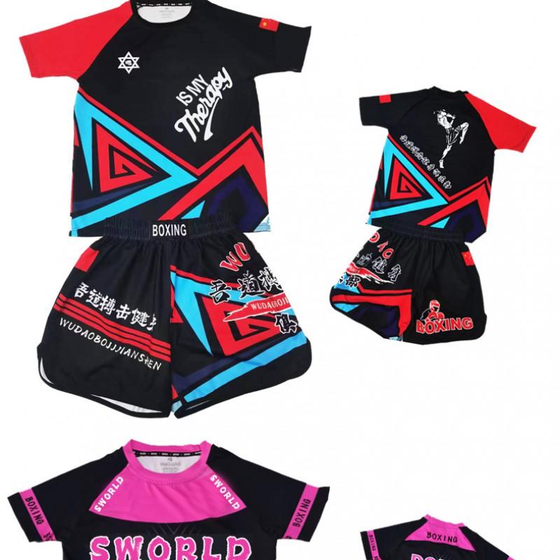 Kids Breathable Cycling Jersey Set Muay Thai Training Sportswear