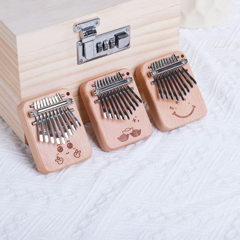Mini Thumb Piano Solid Wood Musical Instrument Wooden 9 Tone Finger Piano Kalimba Portable Beginner