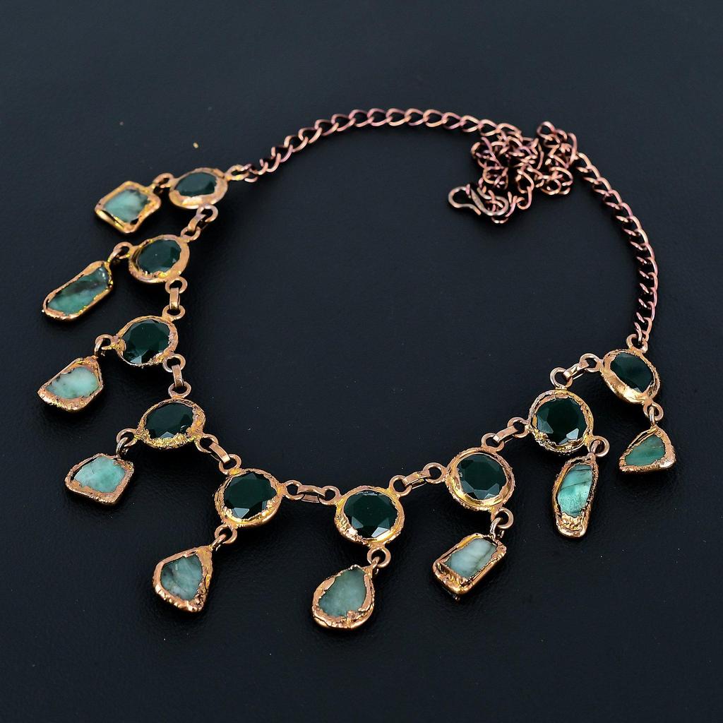 Emerald Necklace, Copper Electroformed Necklace Gemstone Jewelry, Handmade Necklace Amazing Jewelry, Gift For Her