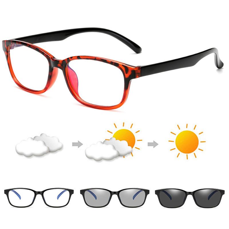 Square Frame Change Color Eyewear Photochromic Eyeglasses Women Men UV400 0 -0.5 -1.0 -1.5 -2.0 -2.5 -3.0 To -6.0
