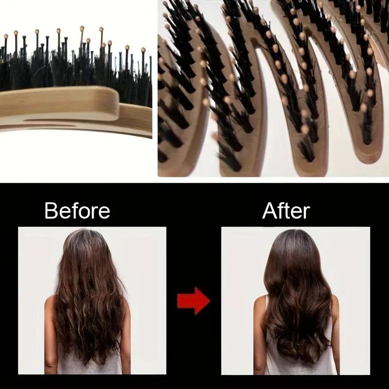 High-Quality Long-Handle Bristle Comb – Anti-Static Volumizing Hair Brush for All Hair Types, Smooth Full Hair