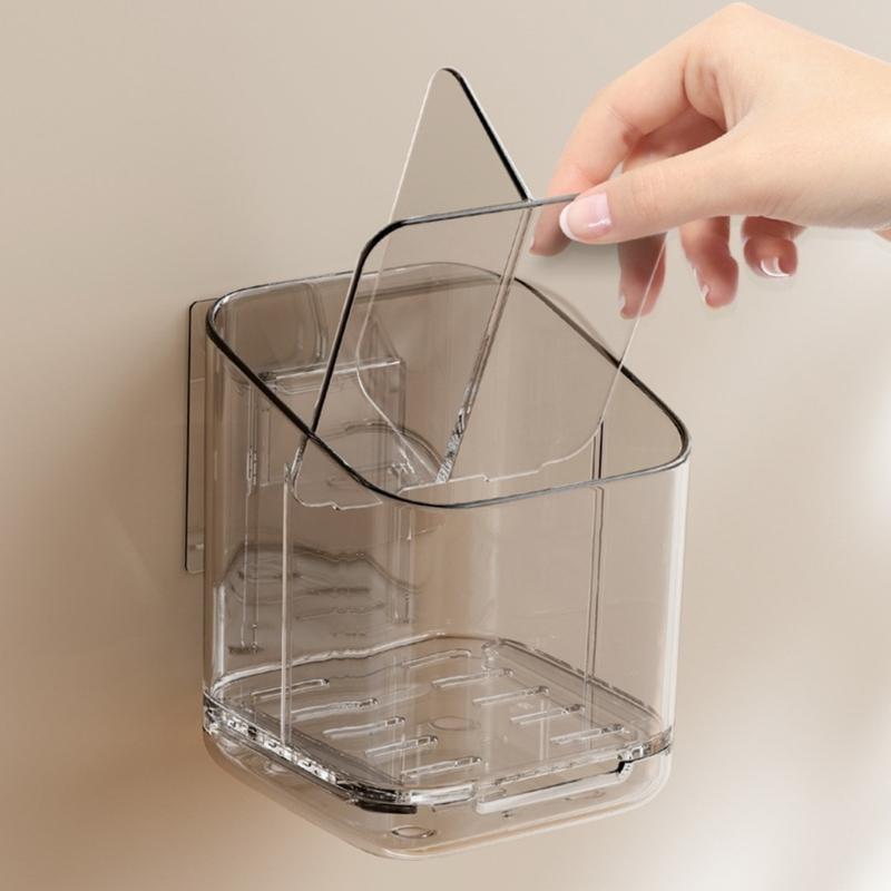 Drillless Installation Bathroom Organizers For Electric Toothbrushes And Accessories Durable Plastic Storage Rack Space Saving Design