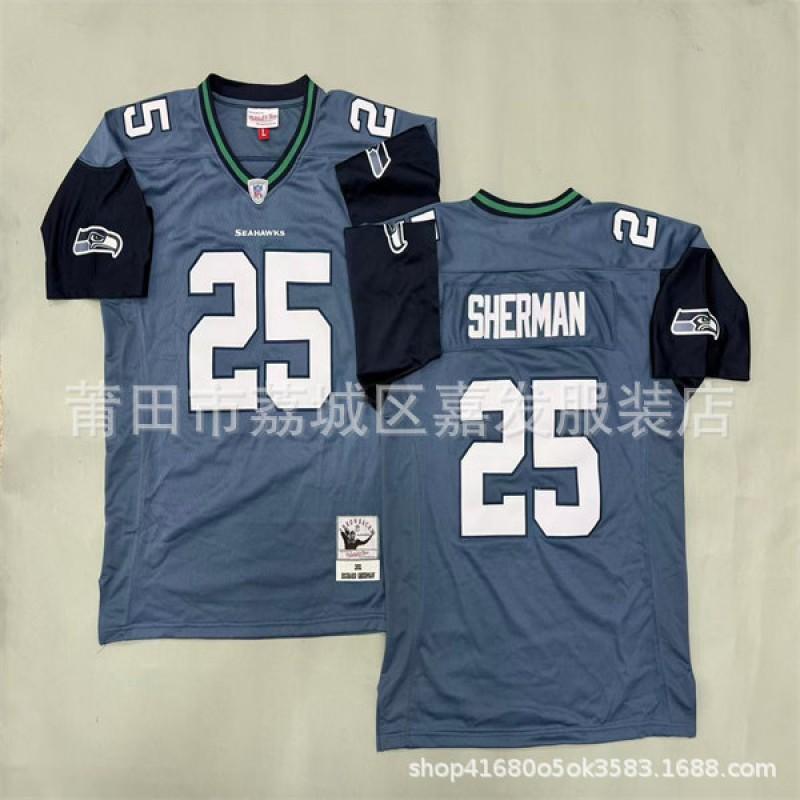 Seattle Seahawks Retro NFL Football Jersey Mens Cotton Team Apparel Vintage 80 96 12 10 37 45 55 24 25 31