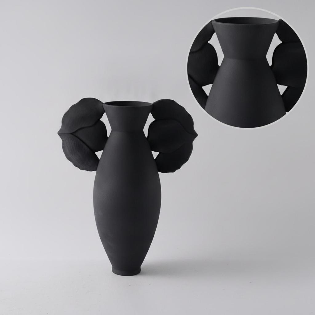 Ceramic Vase Matte Sculptural Textured for Living Room, Entryway