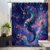 Magical Seahorse Print Waterproof Shower Curtain for Bathroom,Vibrant Floral &Butterfly Design High-End Toilet Partition Curtain