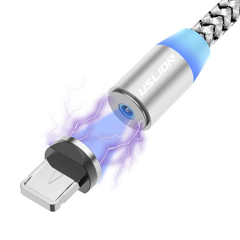 USLION 2.4A Magnetic Micro USB Cable For iPhone Charging Charge Magnet Charger USB Type C Cables