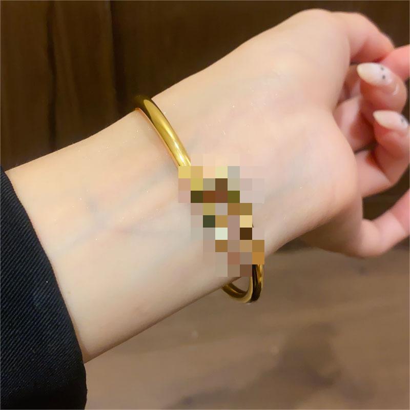 Stainless Steel Zirconia Cross Cuff Bracelet - Korean Style, Fashionable and Luxurious Hand Jewelry