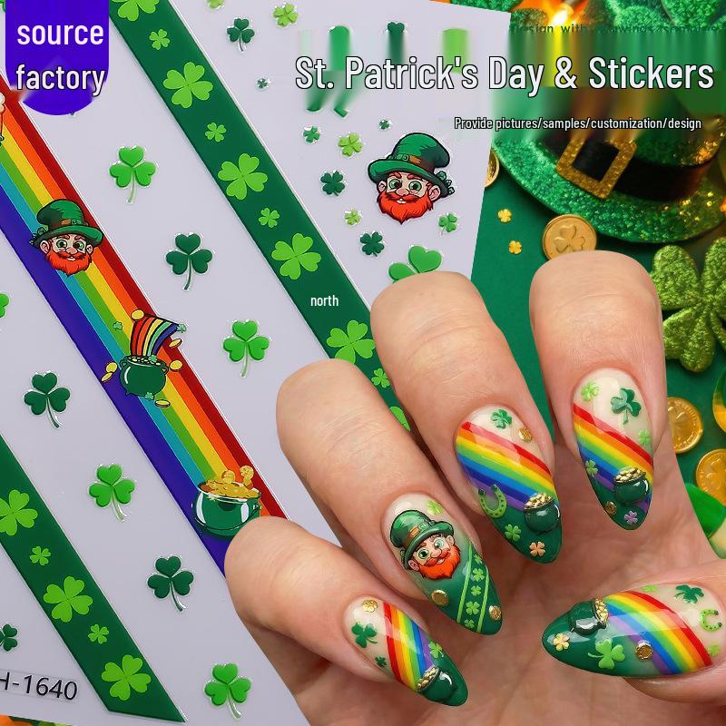 Zhengxiang St. Patrick's Day Clover Nail Art Stickers - DIY Adhesive INS Style