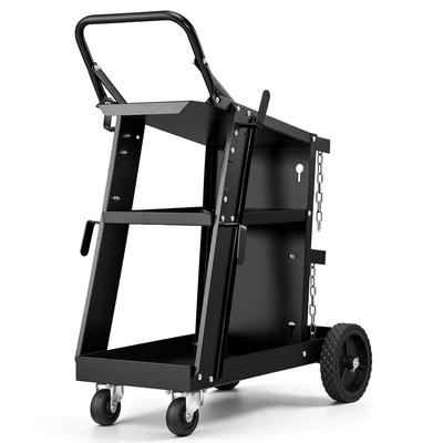 Schweißwagen, 3-stufiger Schweißwagen, Heavy Duty mit 400 lbs Tragfähigkeit, 360° schwenkbare Räder, Sicherheitsschlösser für Flaschenlagerung, Rollender MIG-Schweißwagen für