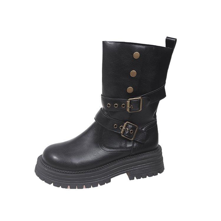 British Martin Boots Women's 2025 New Autumn Retro Women's Shoes Maillard Brown Boots Platform Black Short Boots